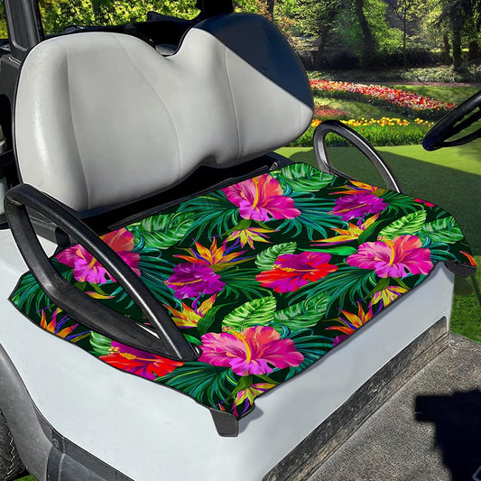 Purple Tropical Pattern Print Golf Cart Seat Cover