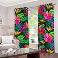 Purple Tropical Pattern Print Grommet Curtains