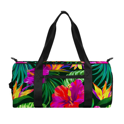 Purple Tropical Pattern Print Gym Bag
