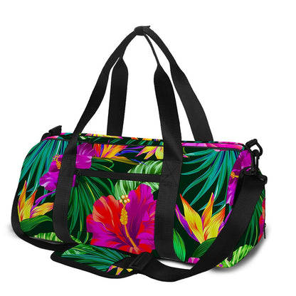 Purple Tropical Pattern Print Gym Bag