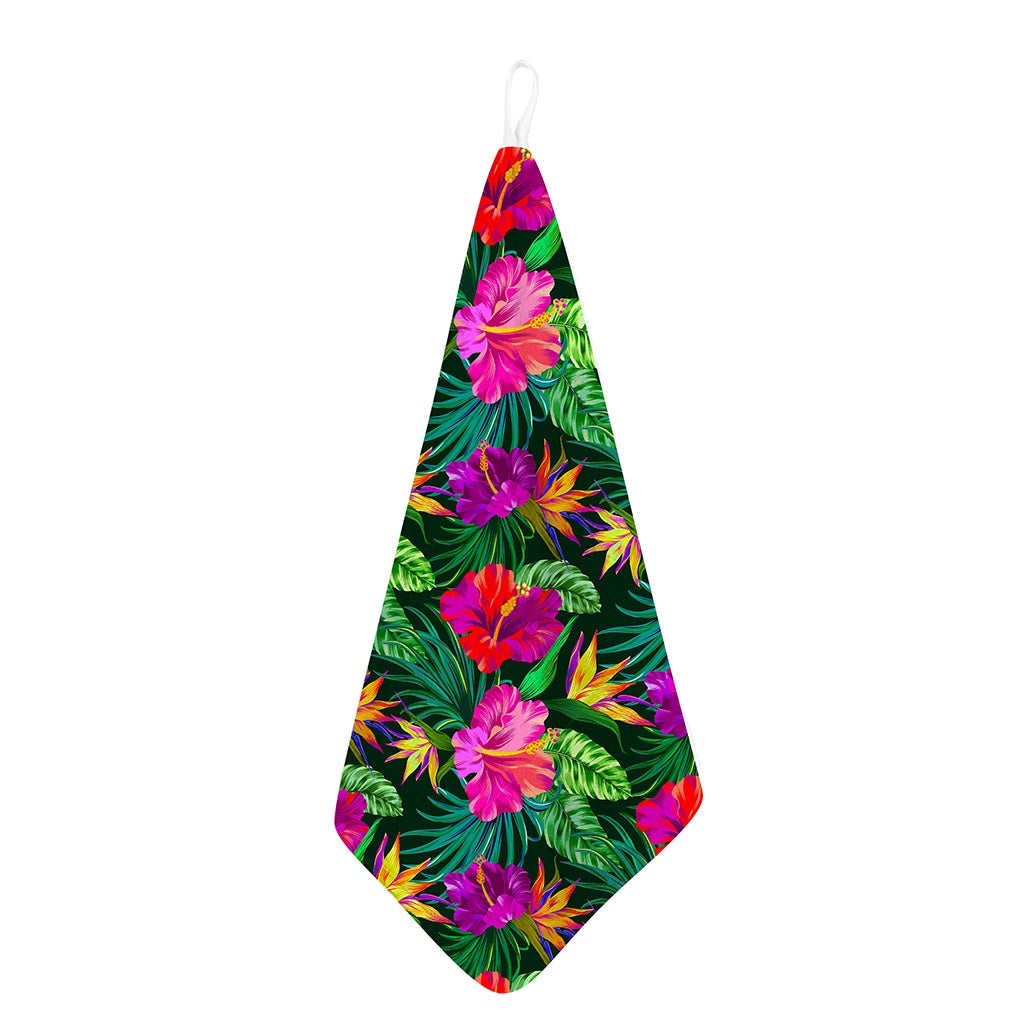 Purple Tropical Pattern Print Hand Towel