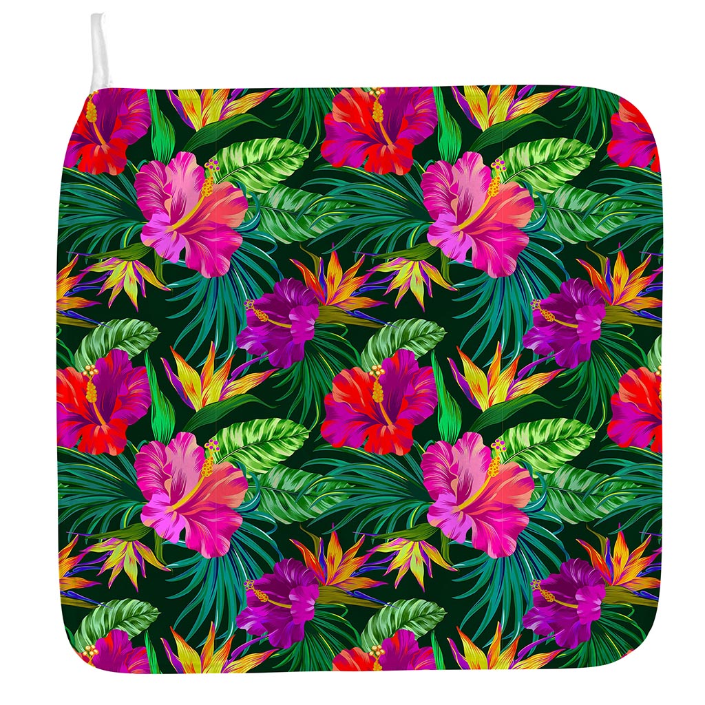 Purple Tropical Pattern Print Hand Towel