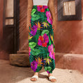 Purple Tropical Pattern Print Harem Pants