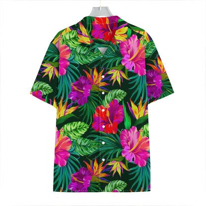 Purple Tropical Pattern Print Hawaiian Shirt