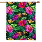 Purple Tropical Pattern Print House Flag