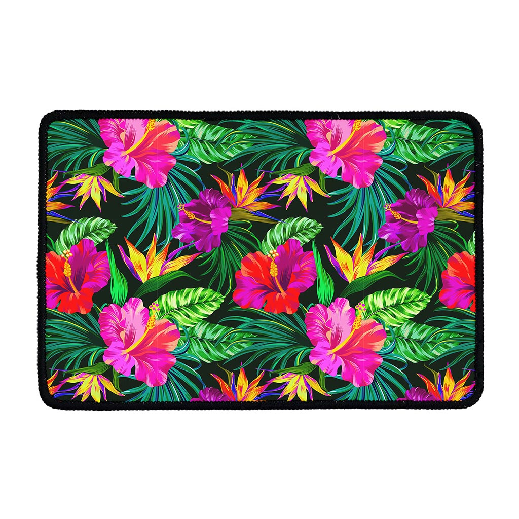 Purple Tropical Pattern Print Kitchen Mat