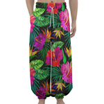 Purple Tropical Pattern Print Lantern Pants