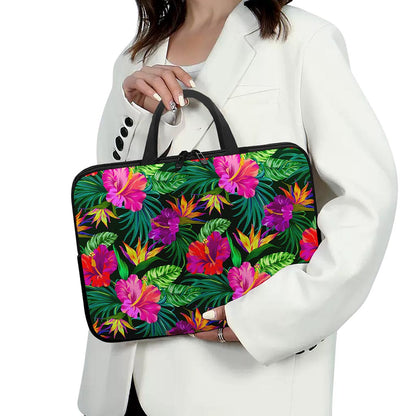 Purple Tropical Pattern Print Laptop Sleeve With Handle