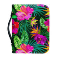Purple Tropical Pattern Print Leather Bible Cover