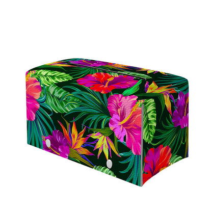 Purple Tropical Pattern Print Leather Tissue Box Cover