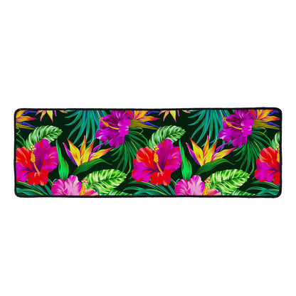 Purple Tropical Pattern Print Long Kitchen Mat