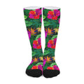 Purple Tropical Pattern Print Long Socks
