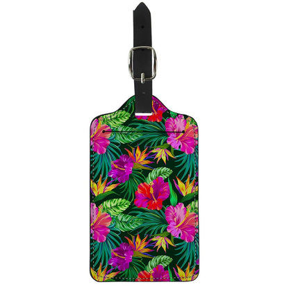 Purple Tropical Pattern Print Luggage Tag