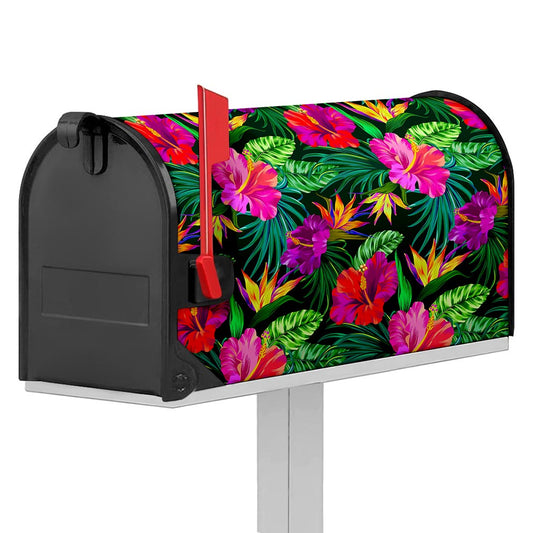 Purple Tropical Pattern Print Mailbox Cover