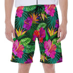 Purple Tropical Pattern Print Men's Beach Shorts