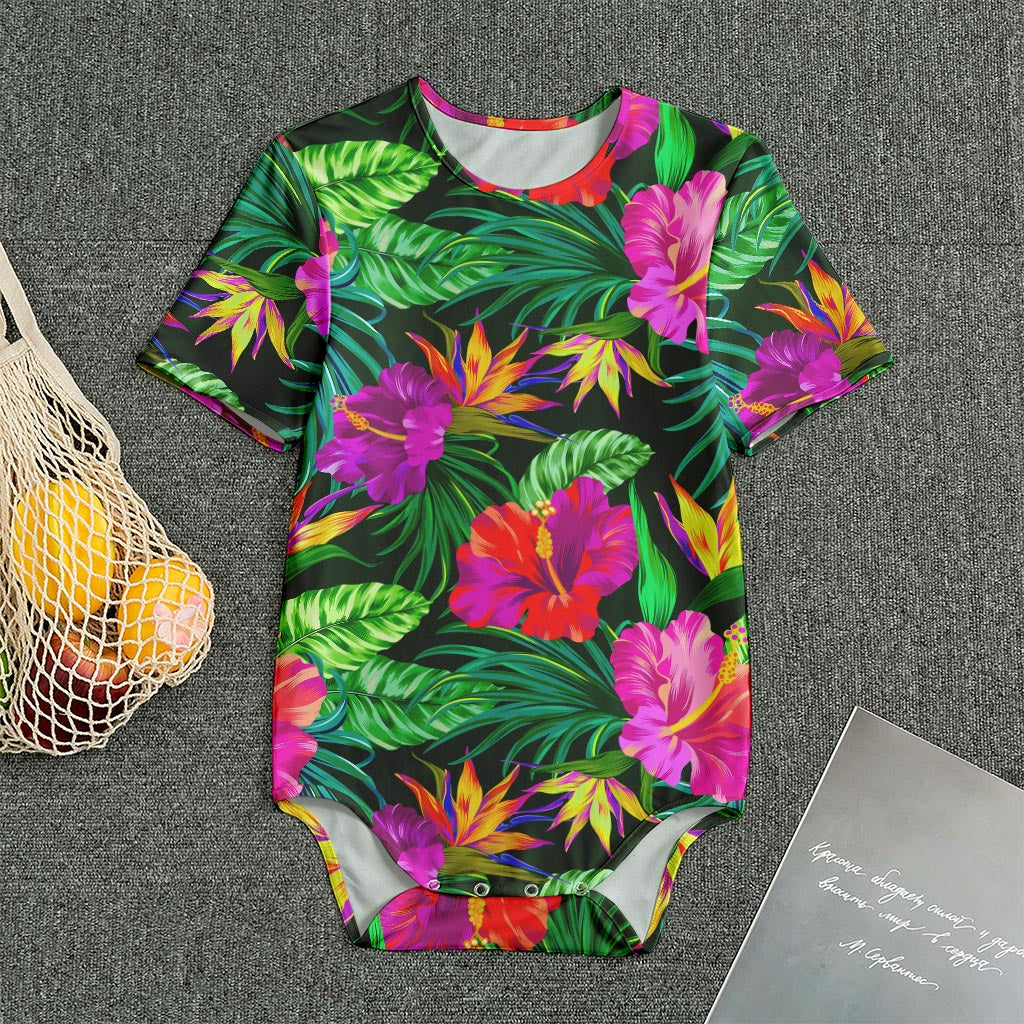 Purple Tropical Pattern Print Men's Bodysuit
