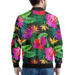 Purple Tropical Pattern Print Men's Bomber Jacket