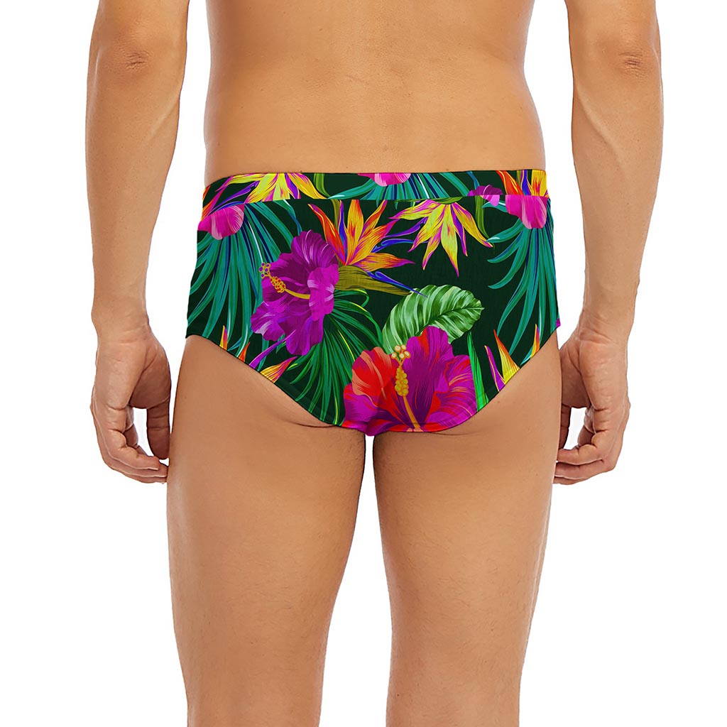Purple Tropical Pattern Print Men's Briefs