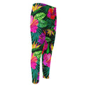 Purple Tropical Pattern Print Men's Compression Pants