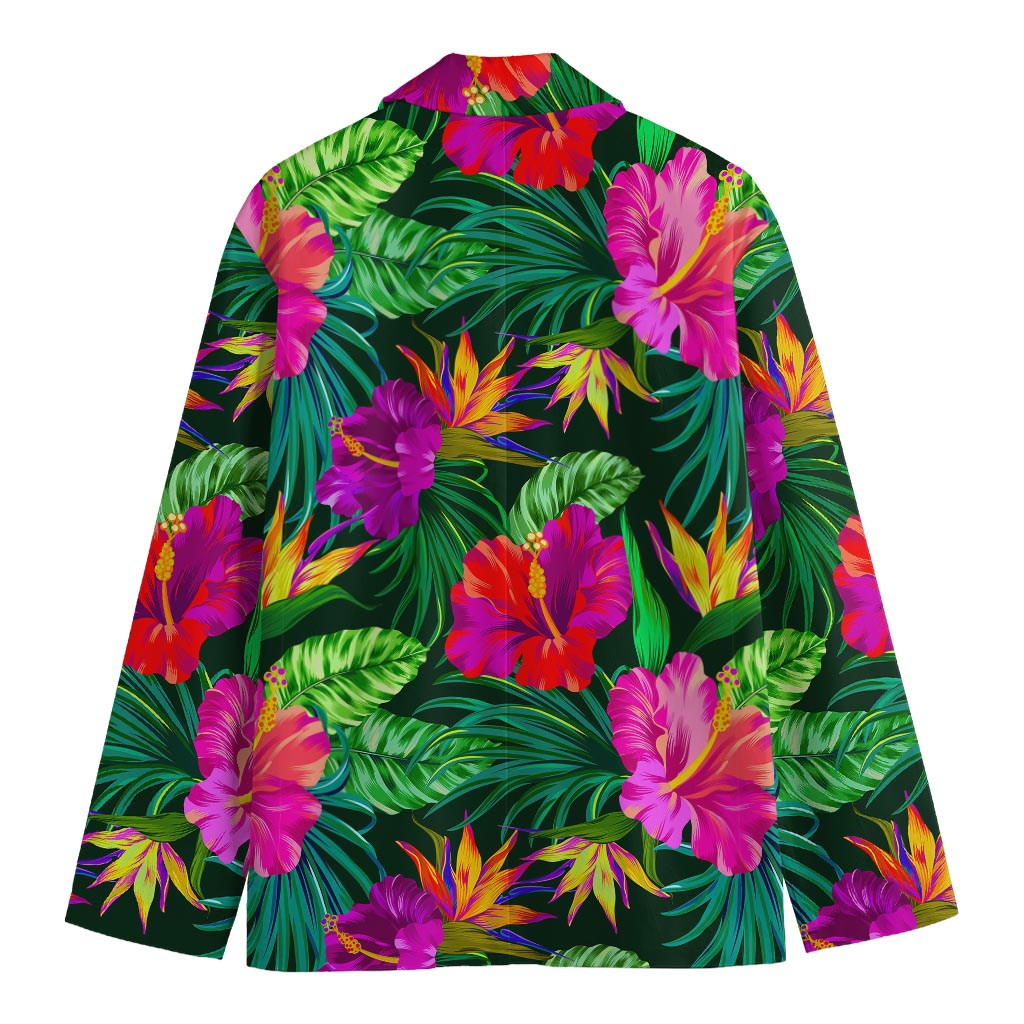 Purple Tropical Pattern Print Men's Cotton Blazer