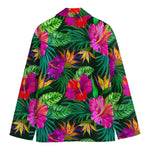 Purple Tropical Pattern Print Men's Cotton Blazer