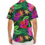 Purple Tropical Pattern Print Men's Deep V-Neck Shirt