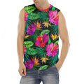 Purple Tropical Pattern Print Men's Fitness Tank Top