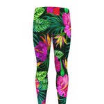 Purple Tropical Pattern Print Men's leggings