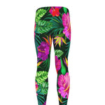 Purple Tropical Pattern Print Men's leggings