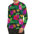 Purple Tropical Pattern Print Men's Long Sleeve Rash Guard
