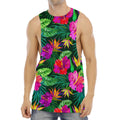Purple Tropical Pattern Print Men's Muscle Tank Top