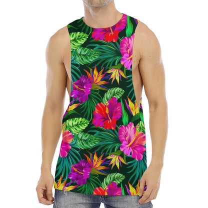 Purple Tropical Pattern Print Men's Muscle Tank Top