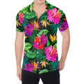 Purple Tropical Pattern Print Men's Shirt