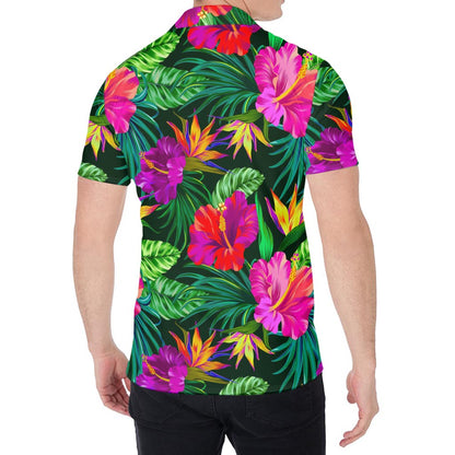 Purple Tropical Pattern Print Men's Shirt