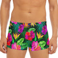 Purple Tropical Pattern Print Men's Short Boxer Briefs