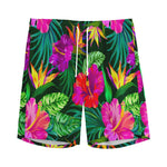 Purple Tropical Pattern Print Men's Sports Shorts