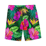Purple Tropical Pattern Print Men's Sports Shorts