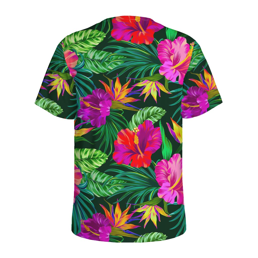 Purple Tropical Pattern Print Men's Sports T-Shirt