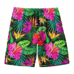 Purple Tropical Pattern Print Men's Swim Trunks