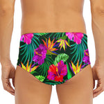 Purple Tropical Pattern Print Men's Triangle Swim Briefs