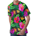 Purple Tropical Pattern Print Men's Velvet T-Shirt