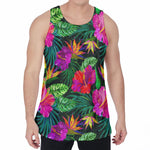 Purple Tropical Pattern Print Men's Velvet Tank Top