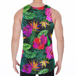 Purple Tropical Pattern Print Men's Velvet Tank Top
