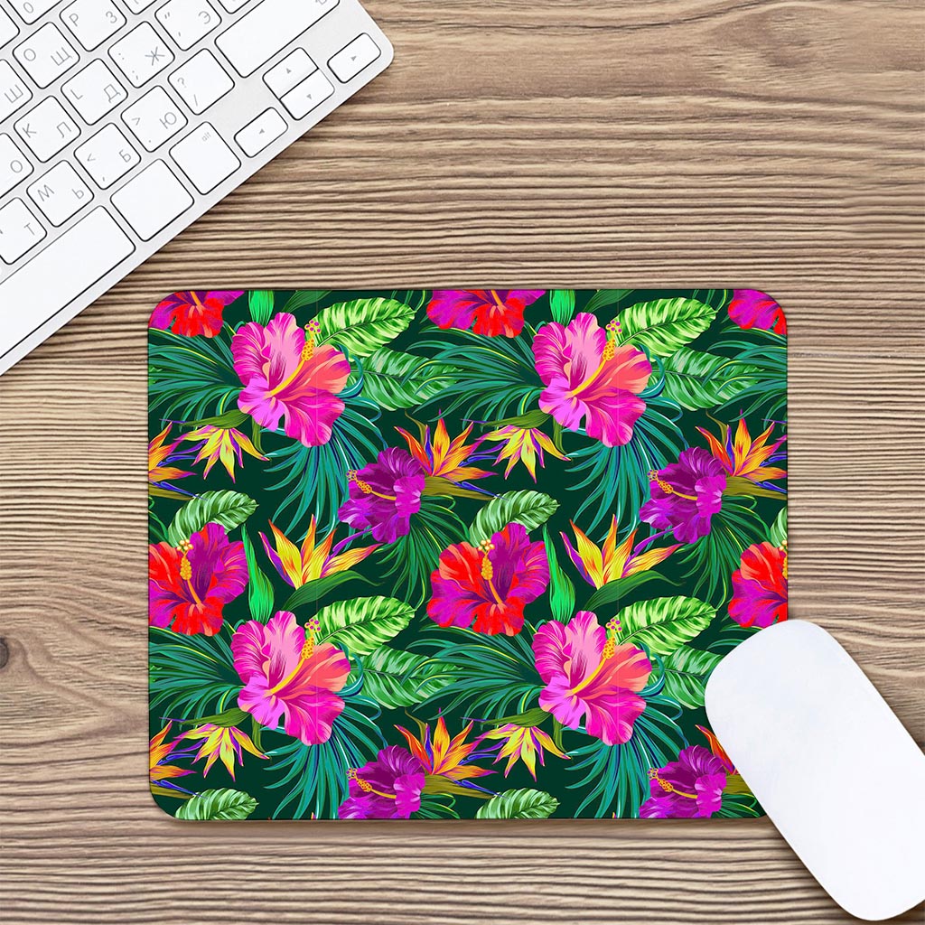 Purple Tropical Pattern Print Mouse Pad