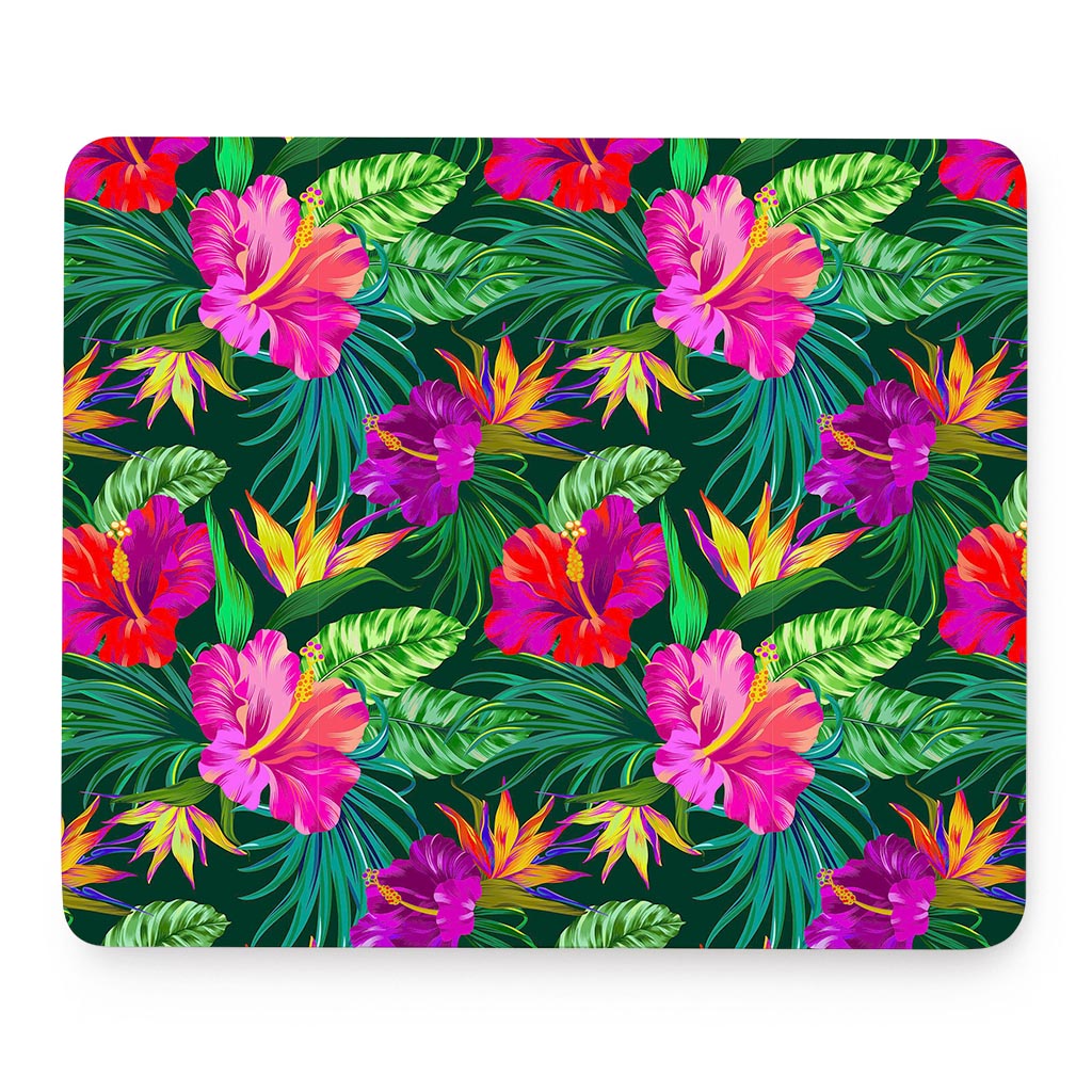 Purple Tropical Pattern Print Mouse Pad