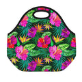 Purple Tropical Pattern Print Neoprene Lunch Bag