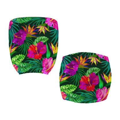 Purple Tropical Pattern Print Office Chair Cover