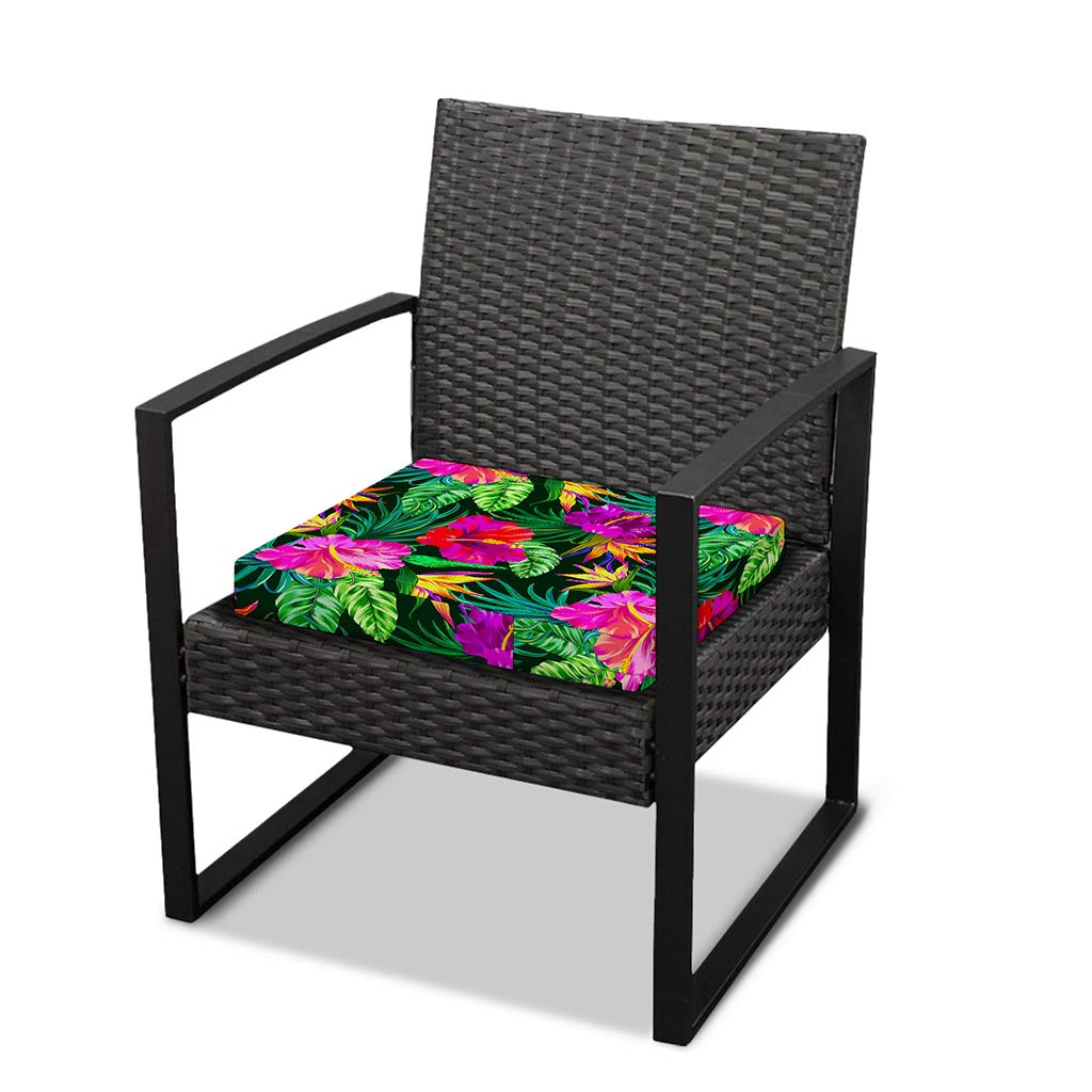 Purple Tropical Pattern Print Outdoor Seat Cushion Cover