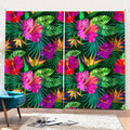Purple Tropical Pattern Print Pencil Pleat Curtains