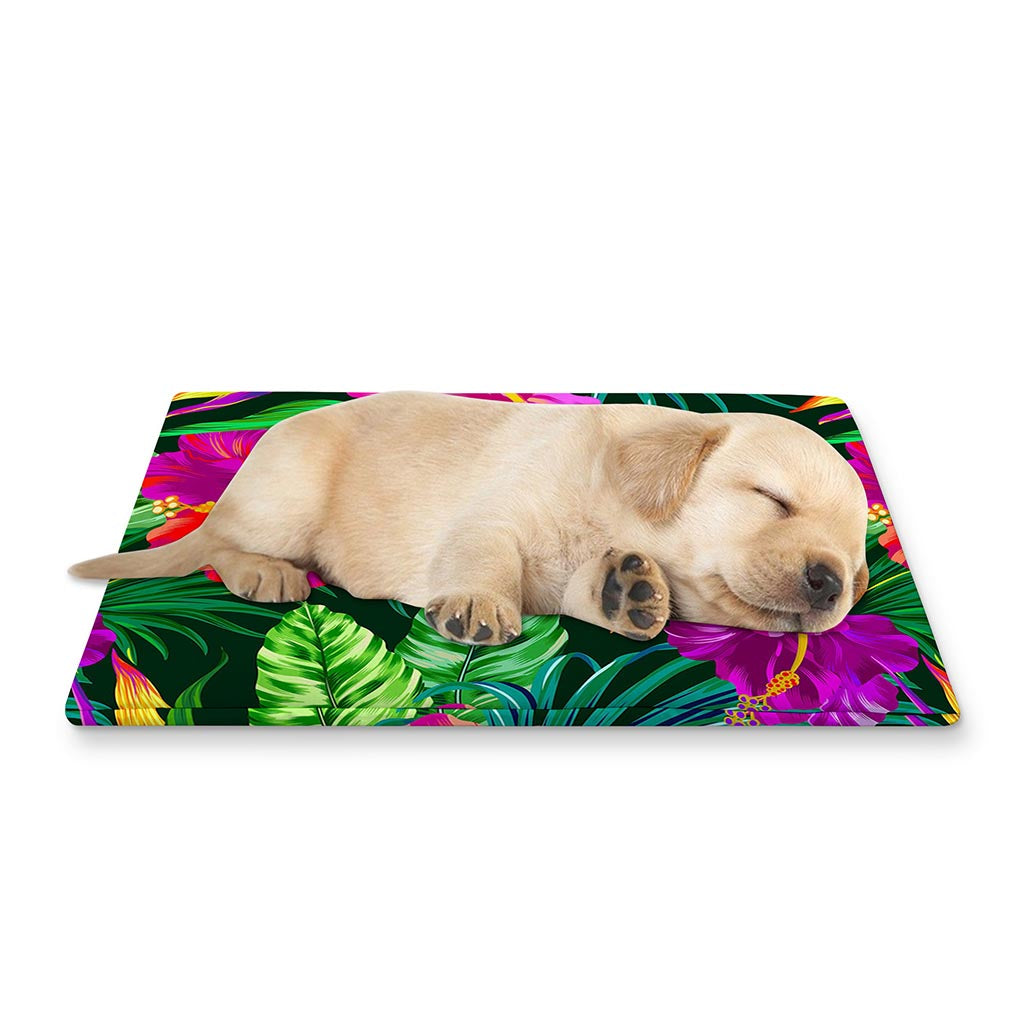 Purple Tropical Pattern Print Pet Cooling Mat Cover